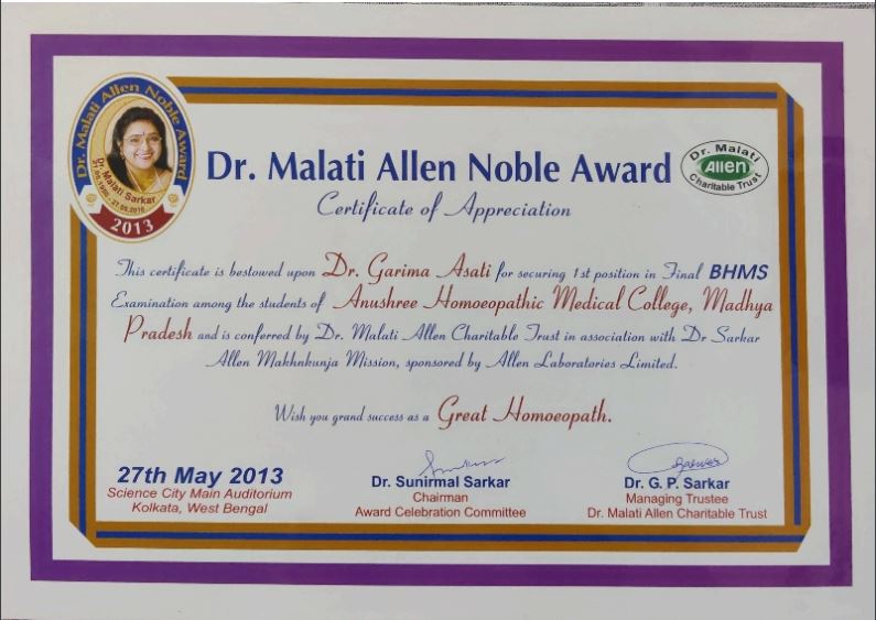 Dr Malati Allen Noble Award - Kolkata