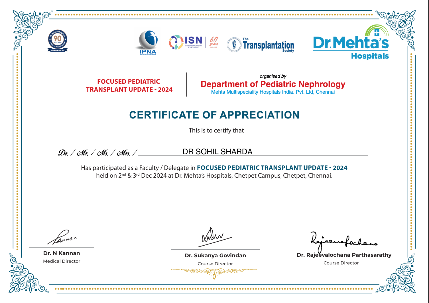 Certificate of Appreciation