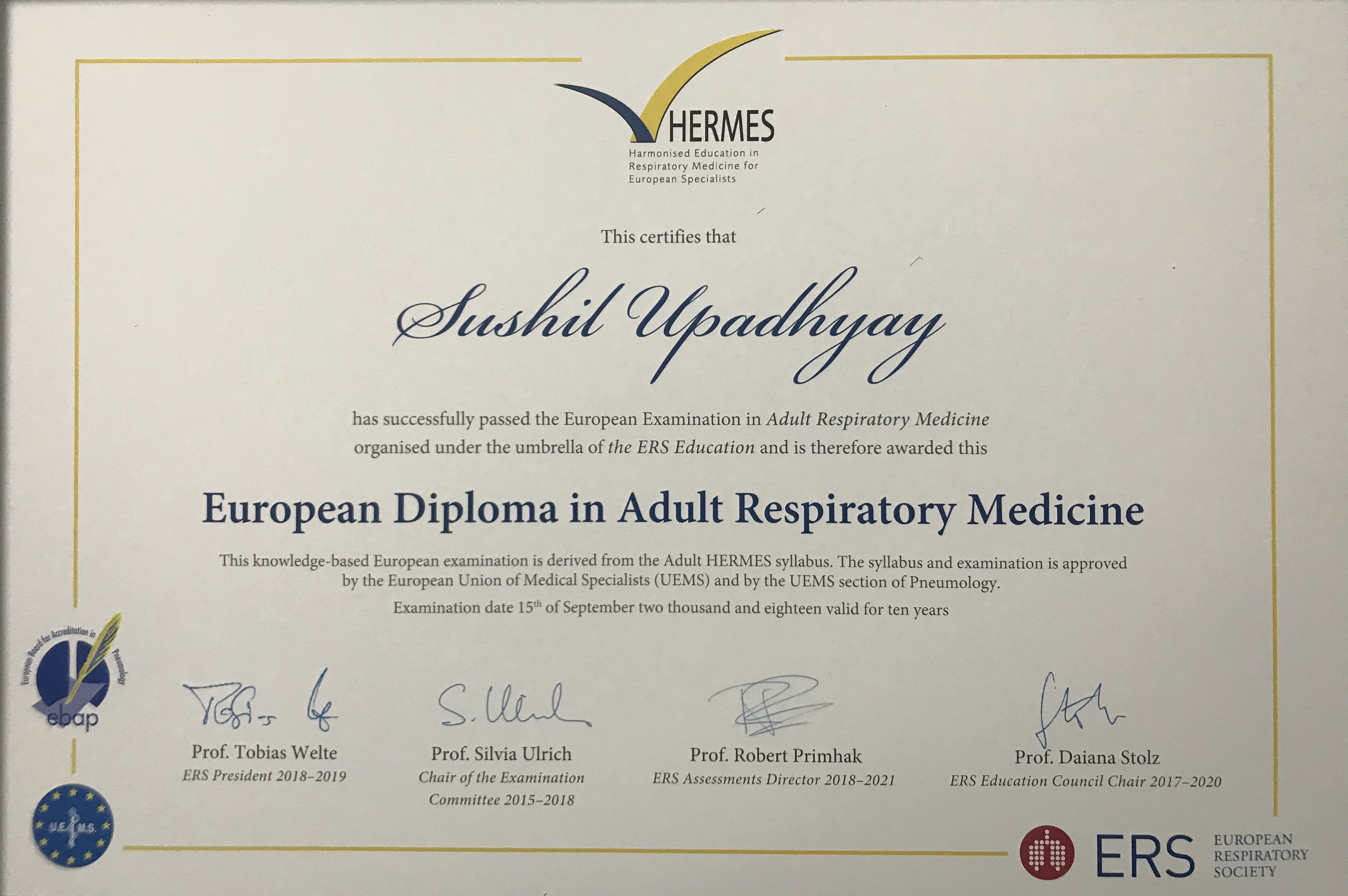 European Diploma in Adult Respiratory Medicine