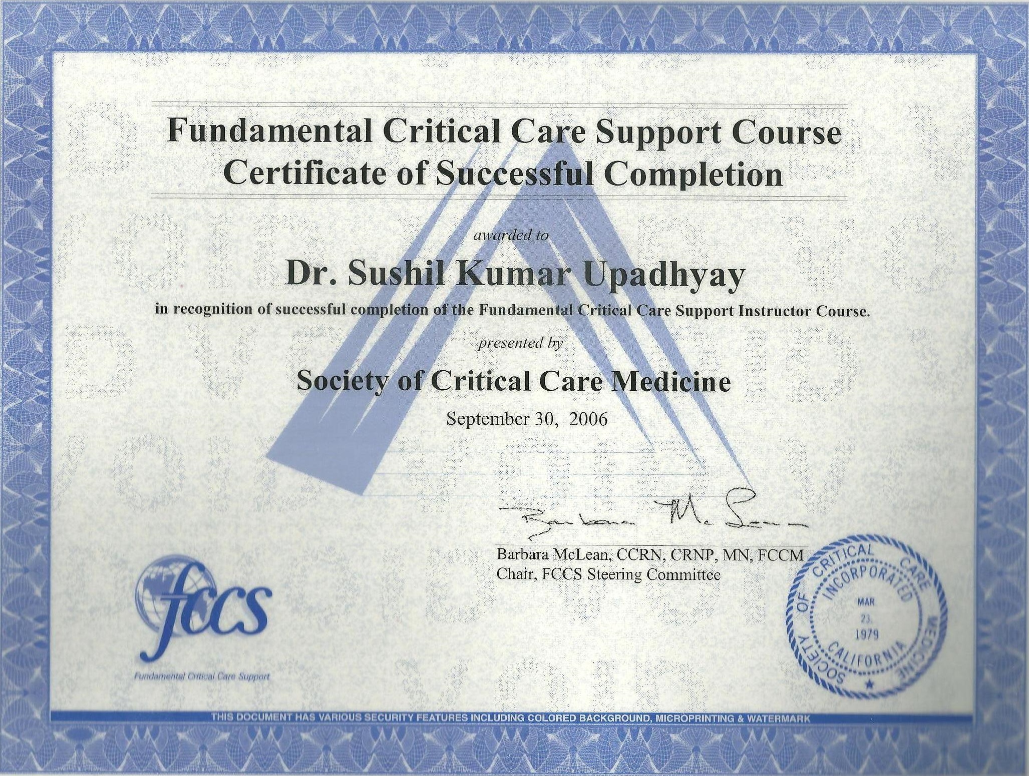 'Fundamental Critical Care Support':Instructor