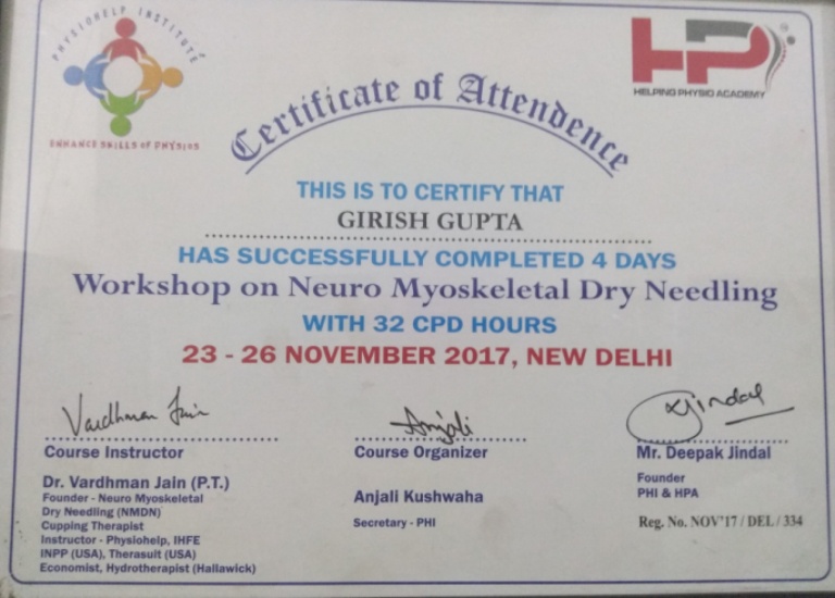 Certification in Neuro Myoskeletal Dry Needling